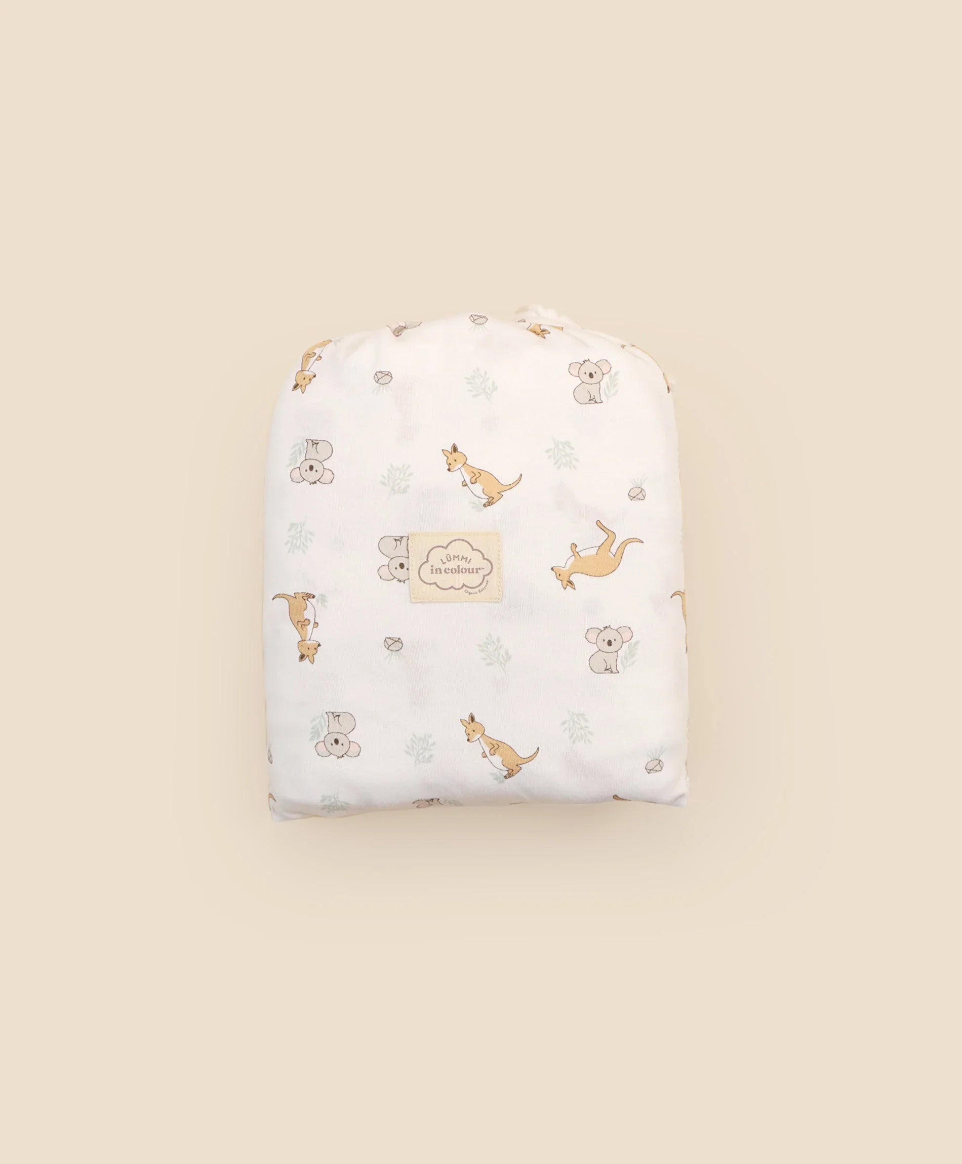 Organic Cotton Cot Sheet - Kangaroo &amp; Koala