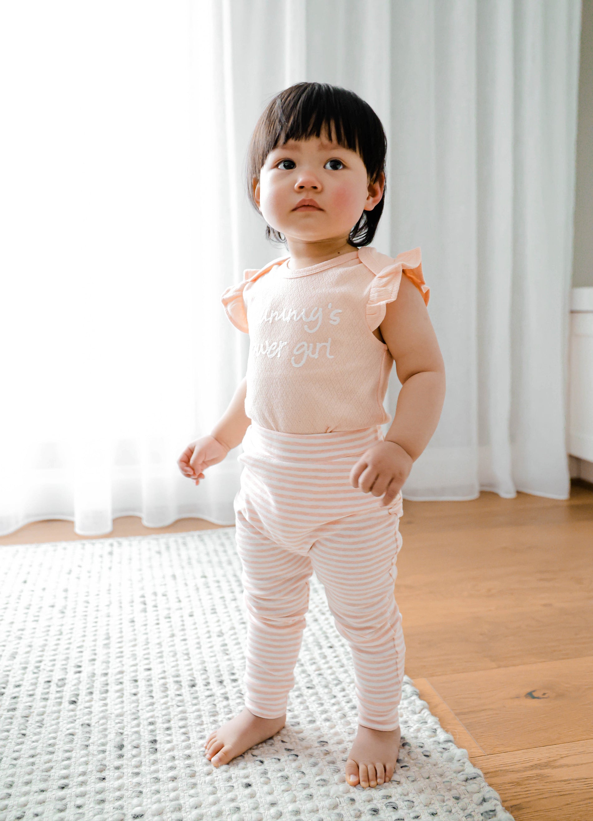 Comfy Baby Leggings - Heather Pink stripes