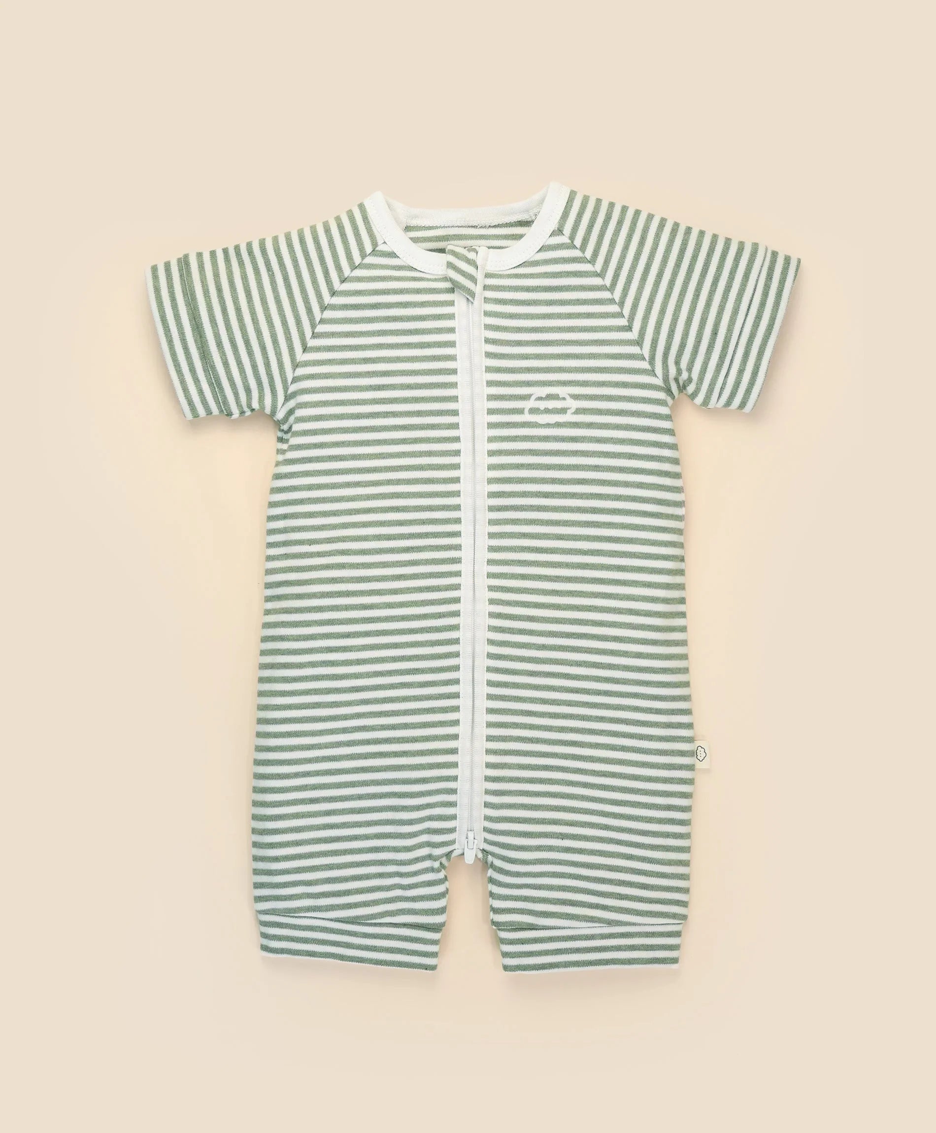 Comfy baby zip romper - Forest stripes Lummi in Colour Babywear