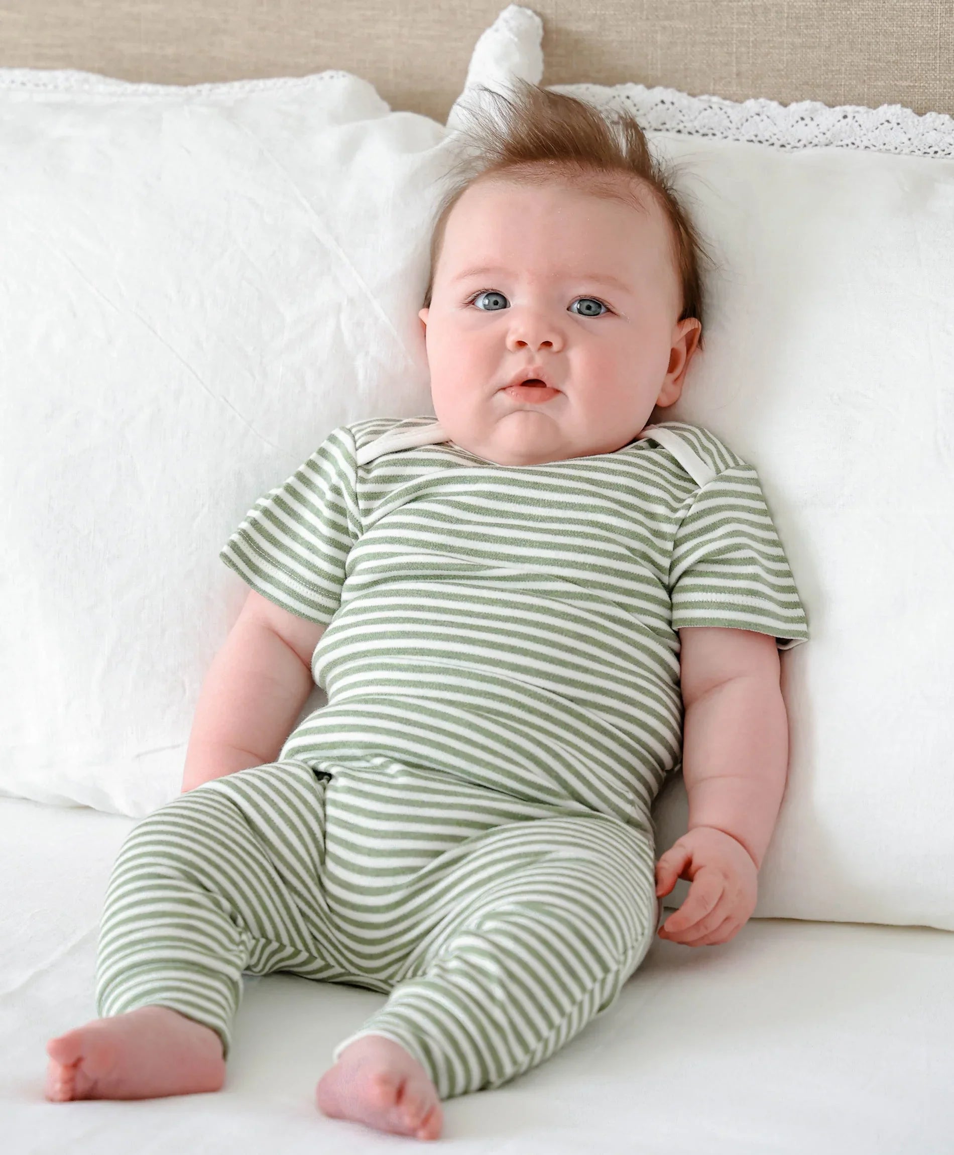 Comfy baby short sleeve bodysuit - Forest stripes Lummi in Colour Babywear