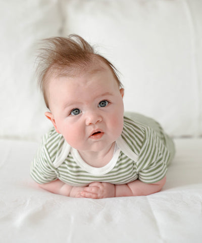 Comfy baby short sleeve bodysuit - Forest stripes Lummi in Colour Babywear