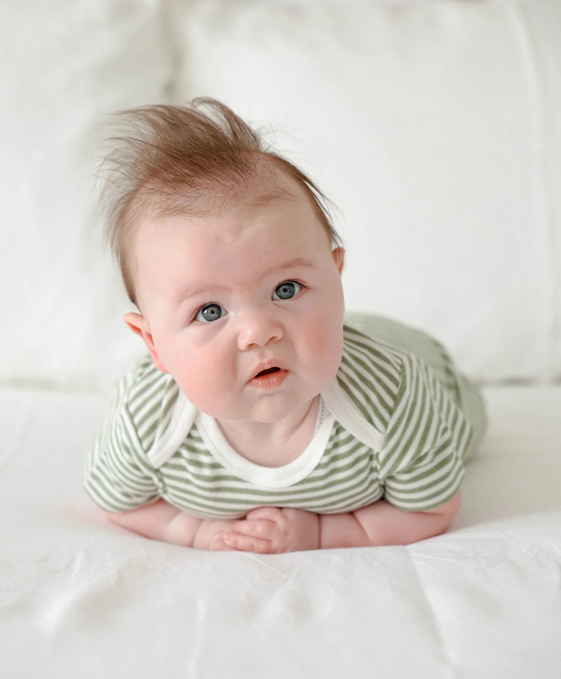 Comfy baby short sleeve bodysuit - Forest stripes Lummi in Colour Babywear