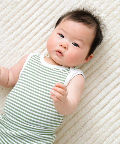 Comfy baby singlet bodysuit - Forest stripes Lummi in Colour Babywear