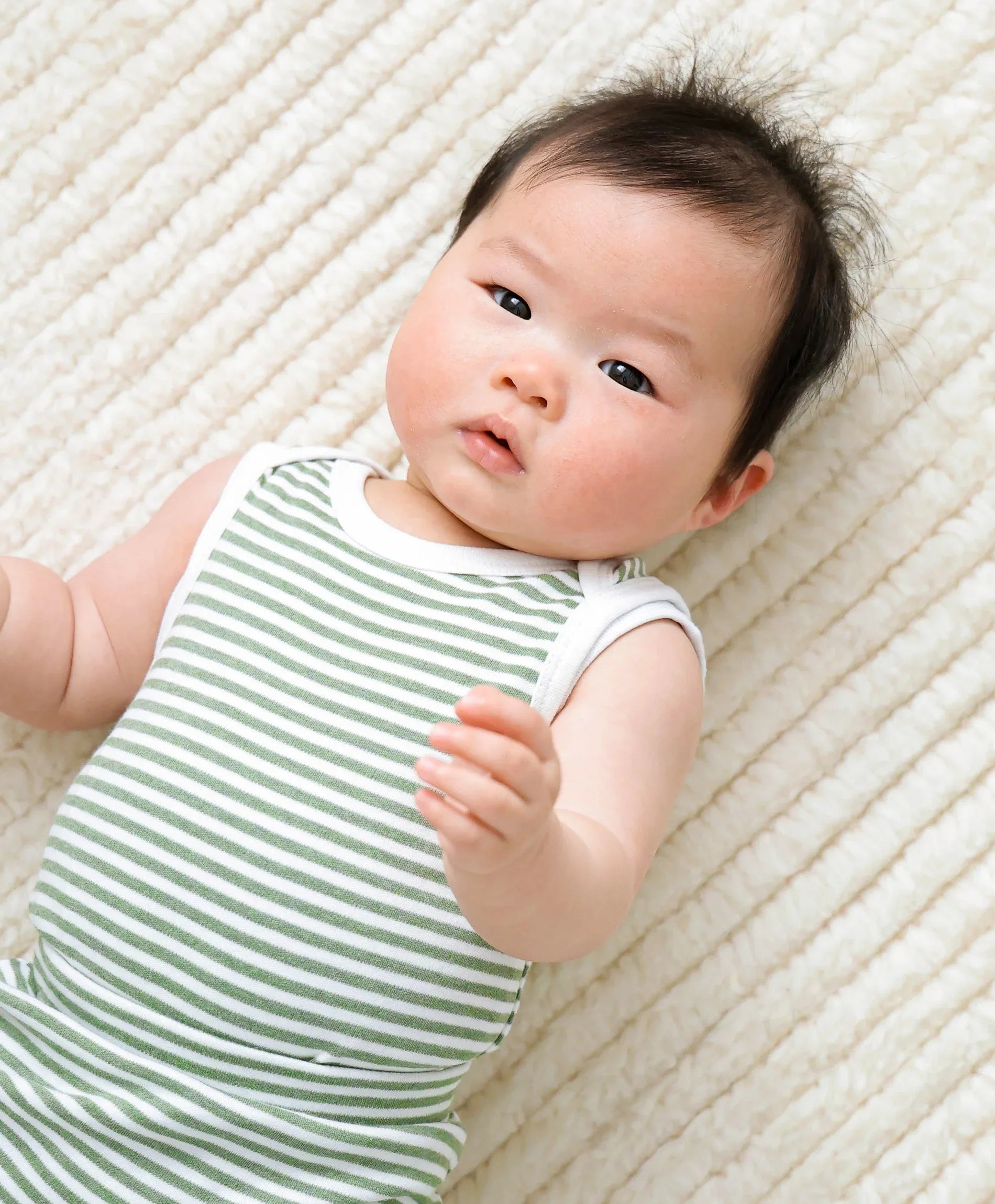 Comfy baby singlet bodysuit - Forest stripes Lummi in Colour Babywear