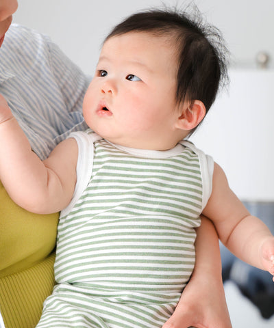 Comfy baby singlet bodysuit - Forest stripes Lummi in Colour Babywear