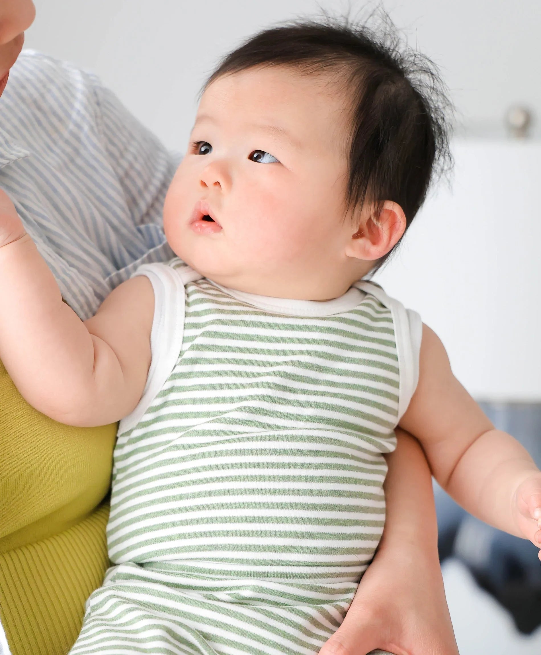 Comfy baby singlet bodysuit - Forest stripes Lummi in Colour Babywear