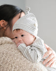 Comfy baby beanie - Grey stripes