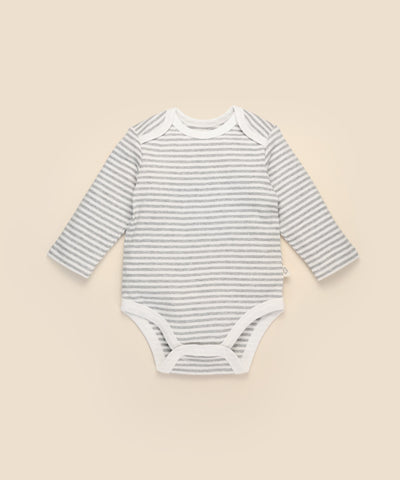Comfy baby long sleeve bodysuit - Grey stripes Lummi in Colour Babywear