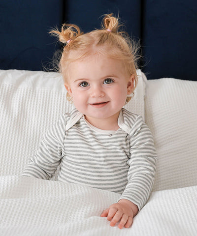 Comfy baby long sleeve bodysuit - Grey stripes Lummi in Colour Babywear