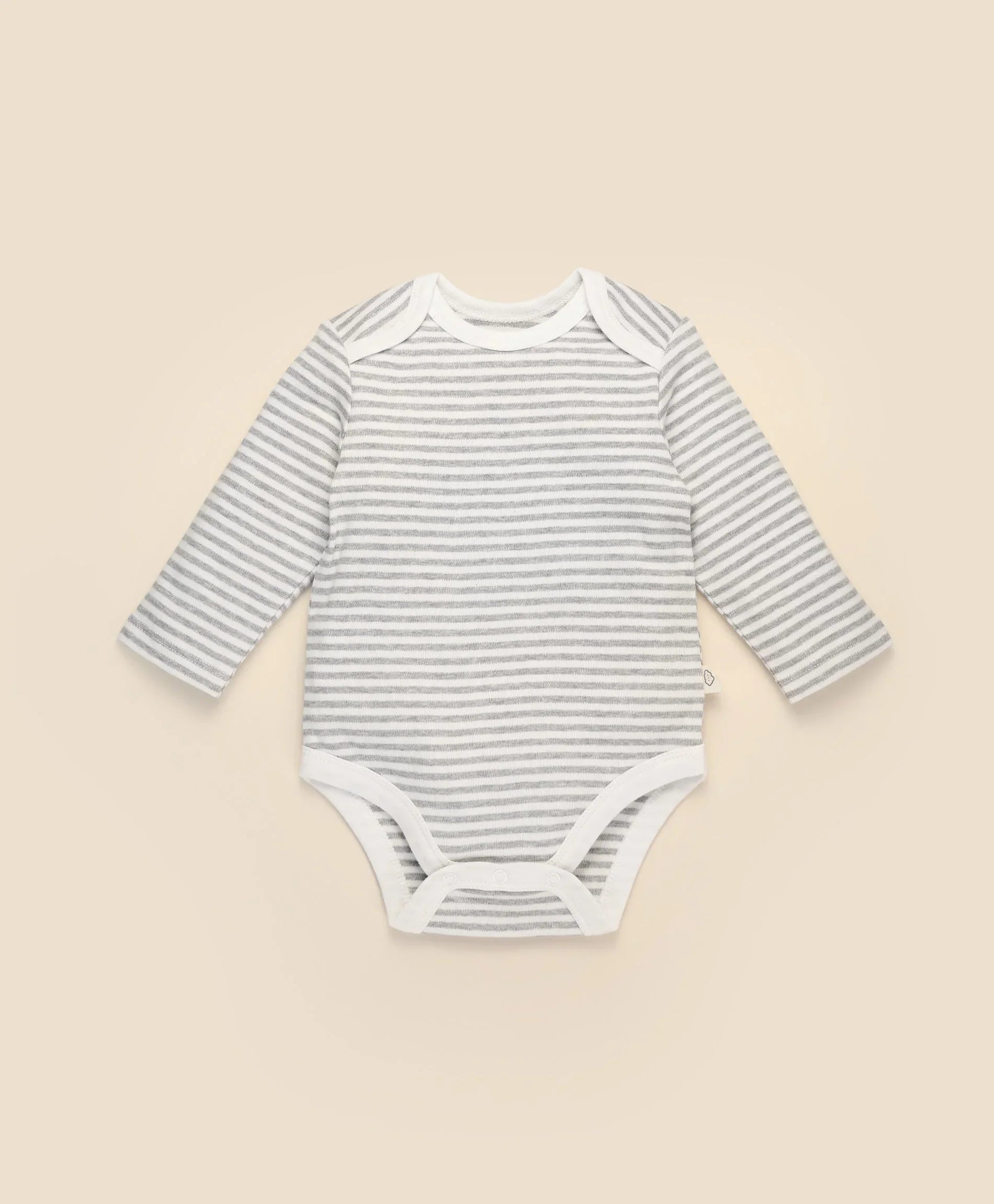 Comfy baby long sleeve bodysuit - Grey stripes Lummi in Colour Babywear
