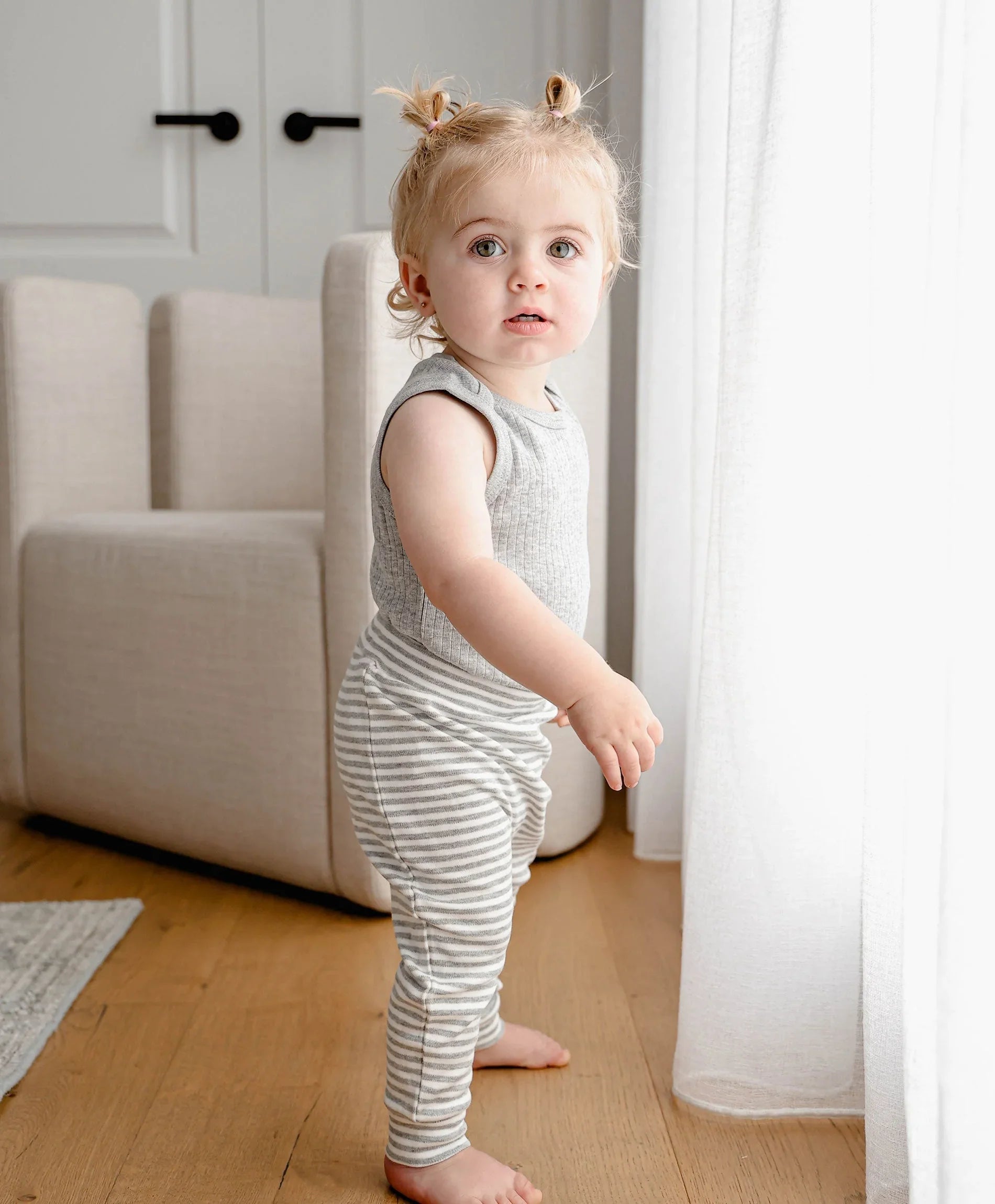 Comfy Baby Leggings - Grey stripes Lummi in Colour Babywear