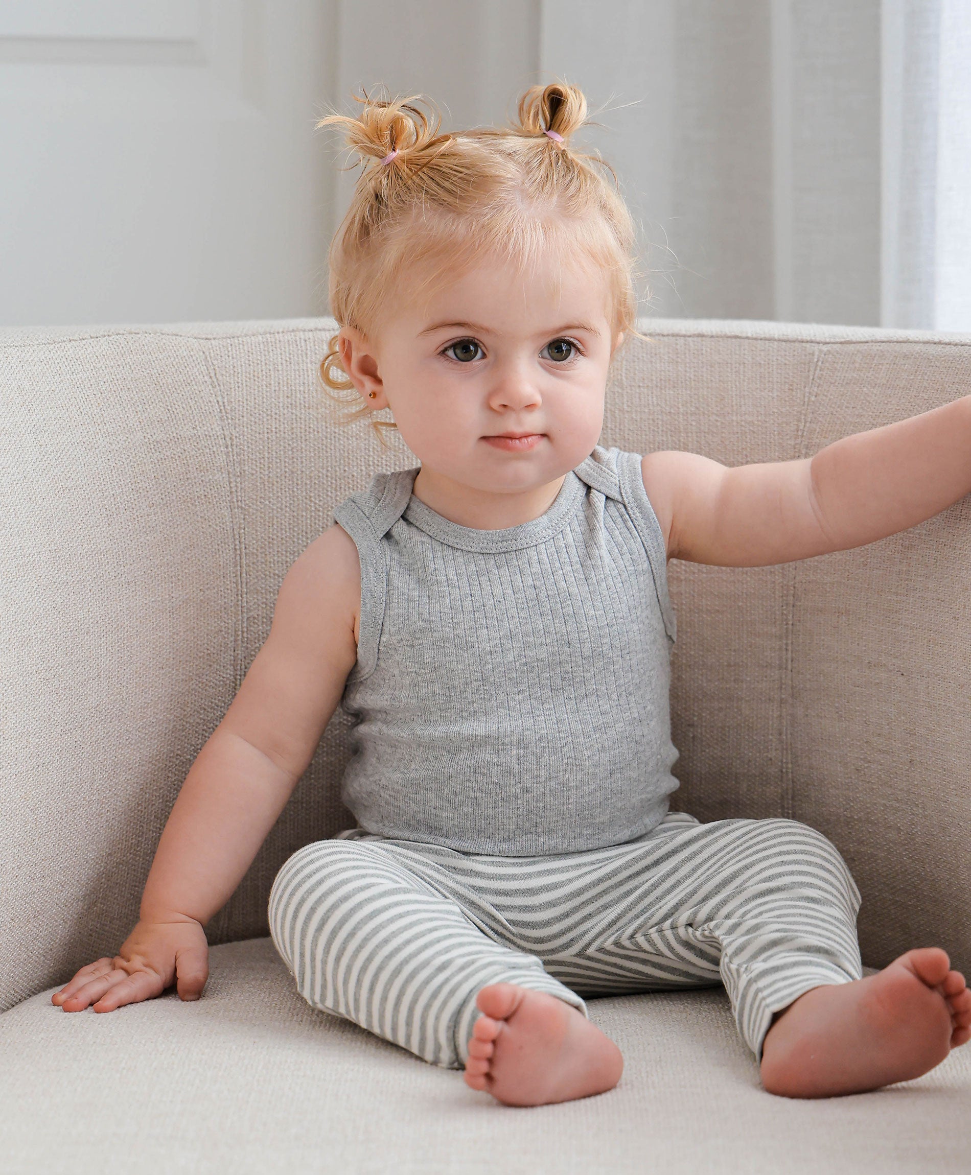 Comfy Baby Leggings - Grey stripes