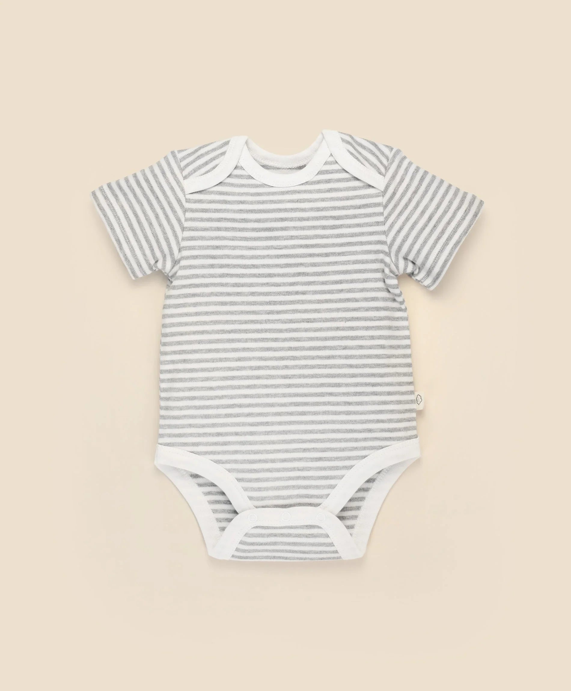 Comfy baby short sleeve bodysuit - Grey stripes Lummi in Colour Babywear
