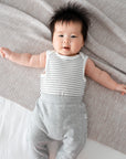 Comfy baby singlet bodysuit - Grey stripes