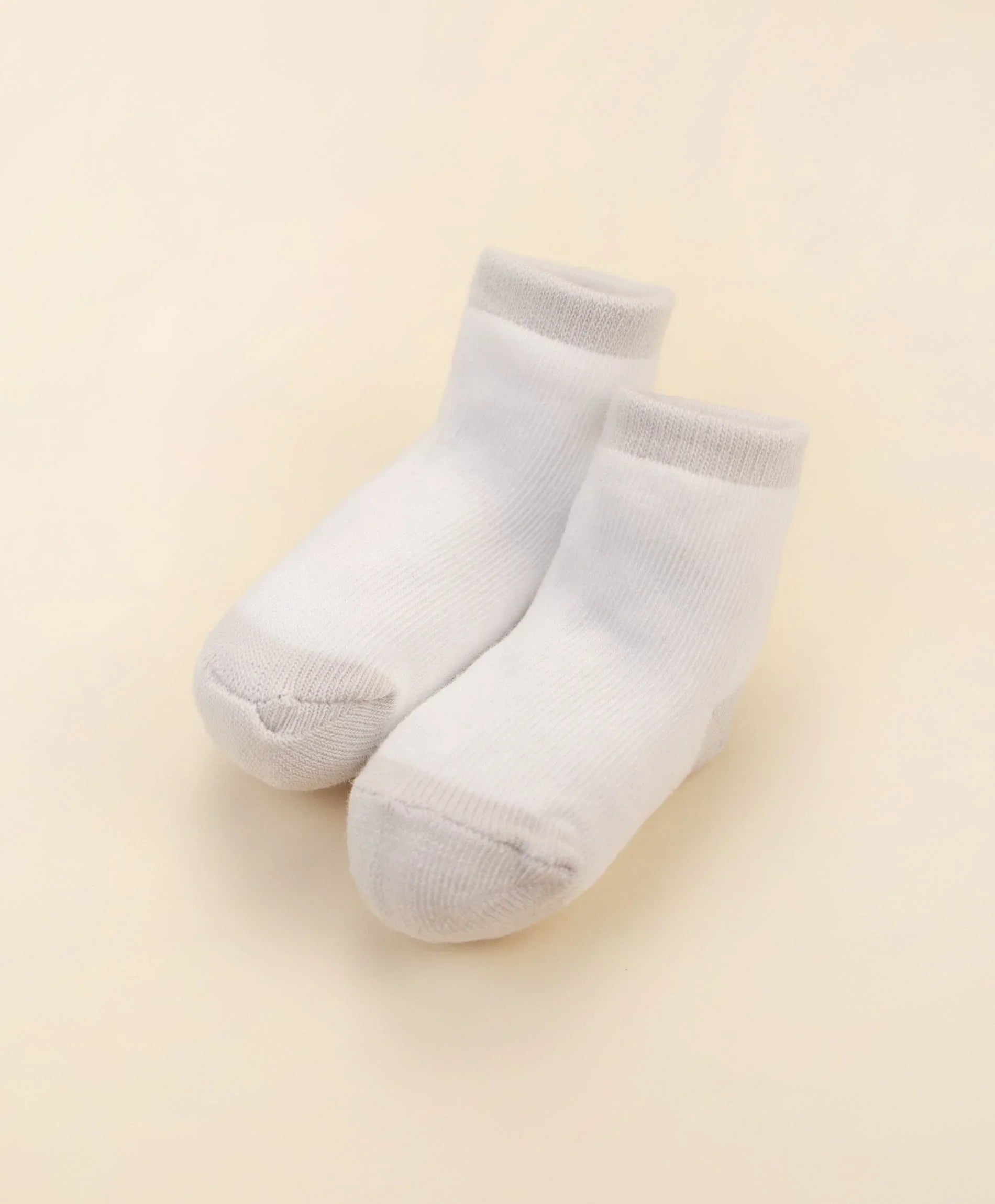 Organic Cotton Baby Socks - Grey &amp; White