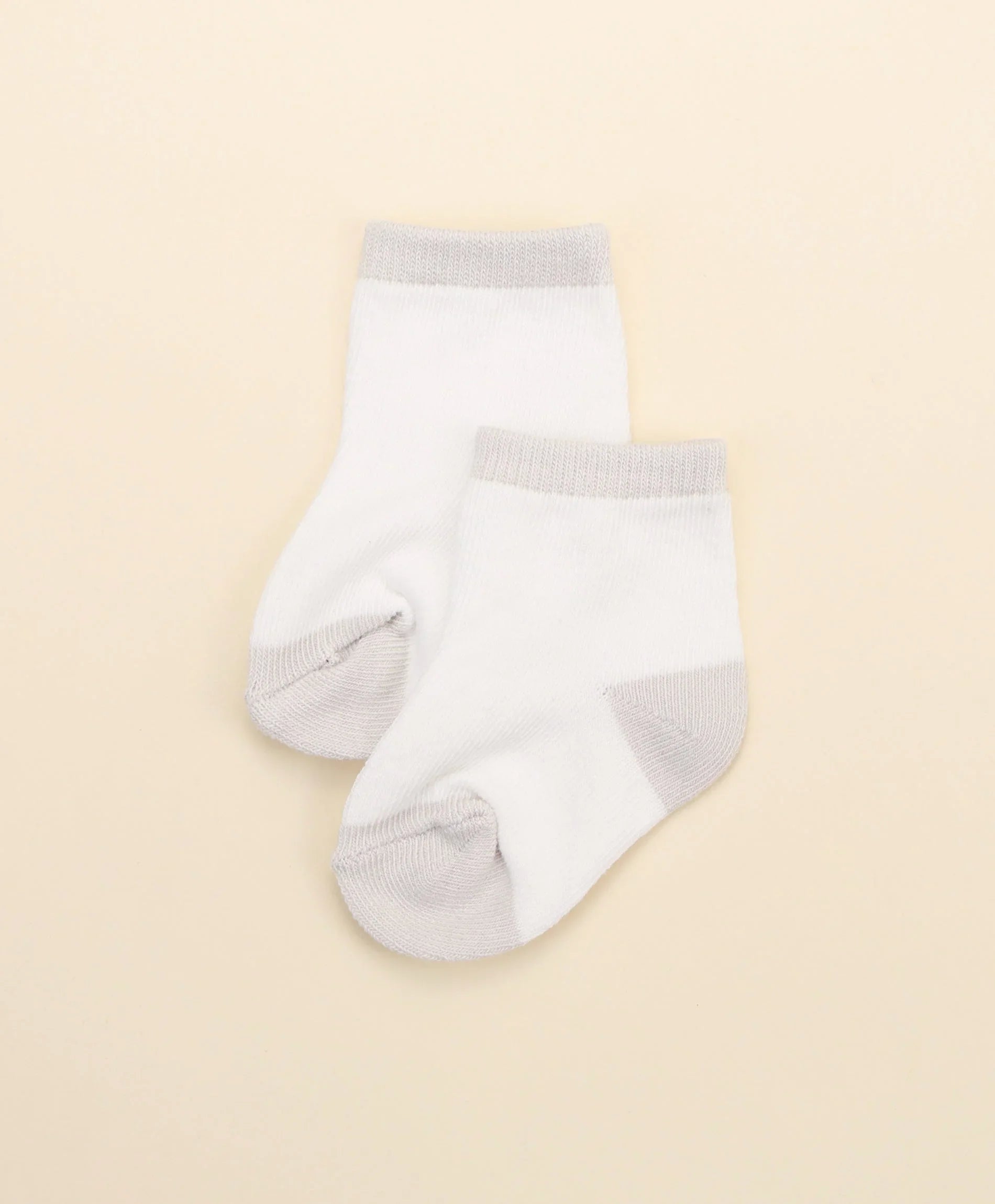 Organic Cotton Baby Socks - Grey &amp; White