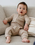 Comfy Baby Zip Growsuit - Heather Beige