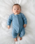Comfy Baby Zip Growsuit - Heather Blue
