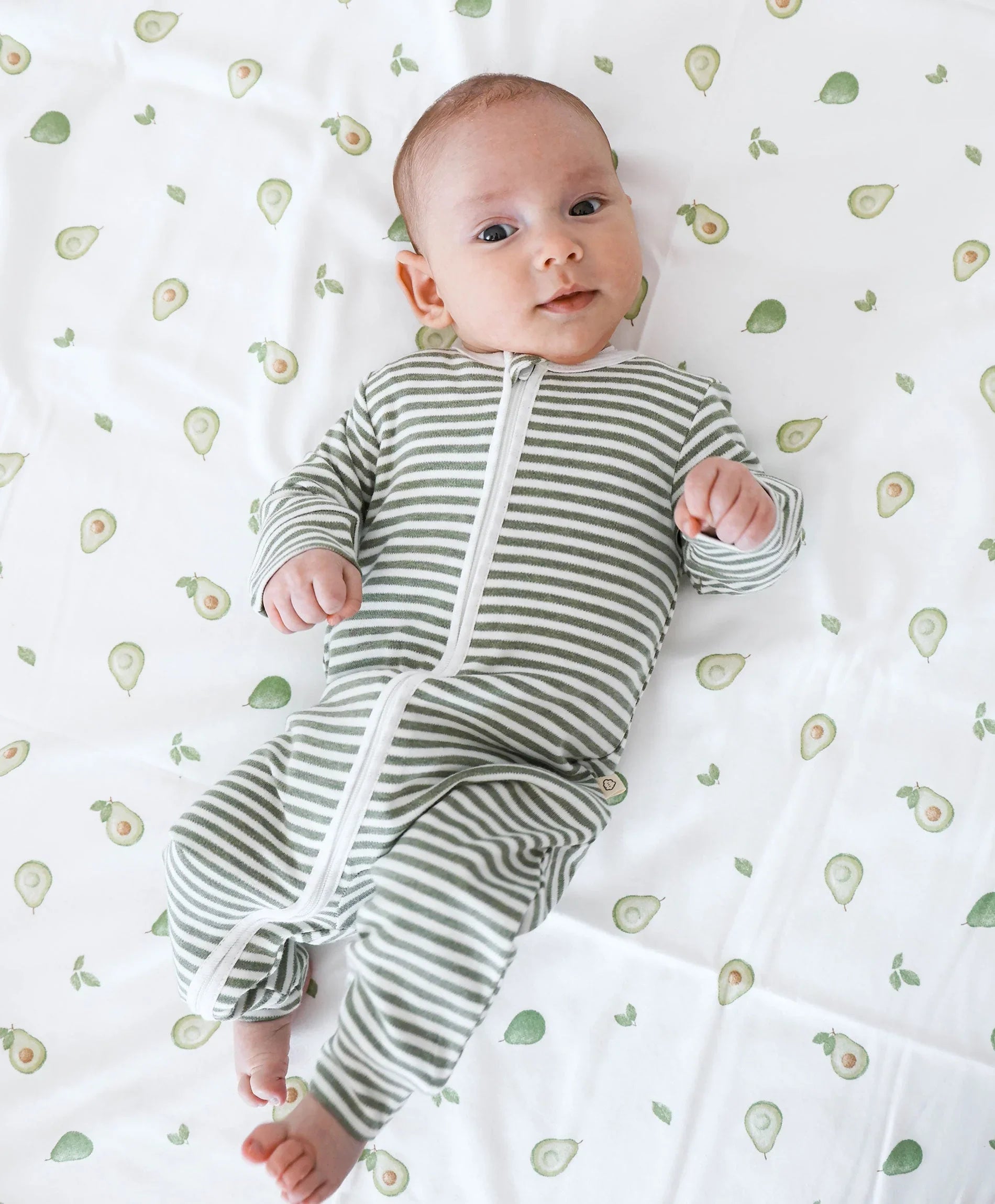 Organic Cotton Growsuit - Forest Green Stripes