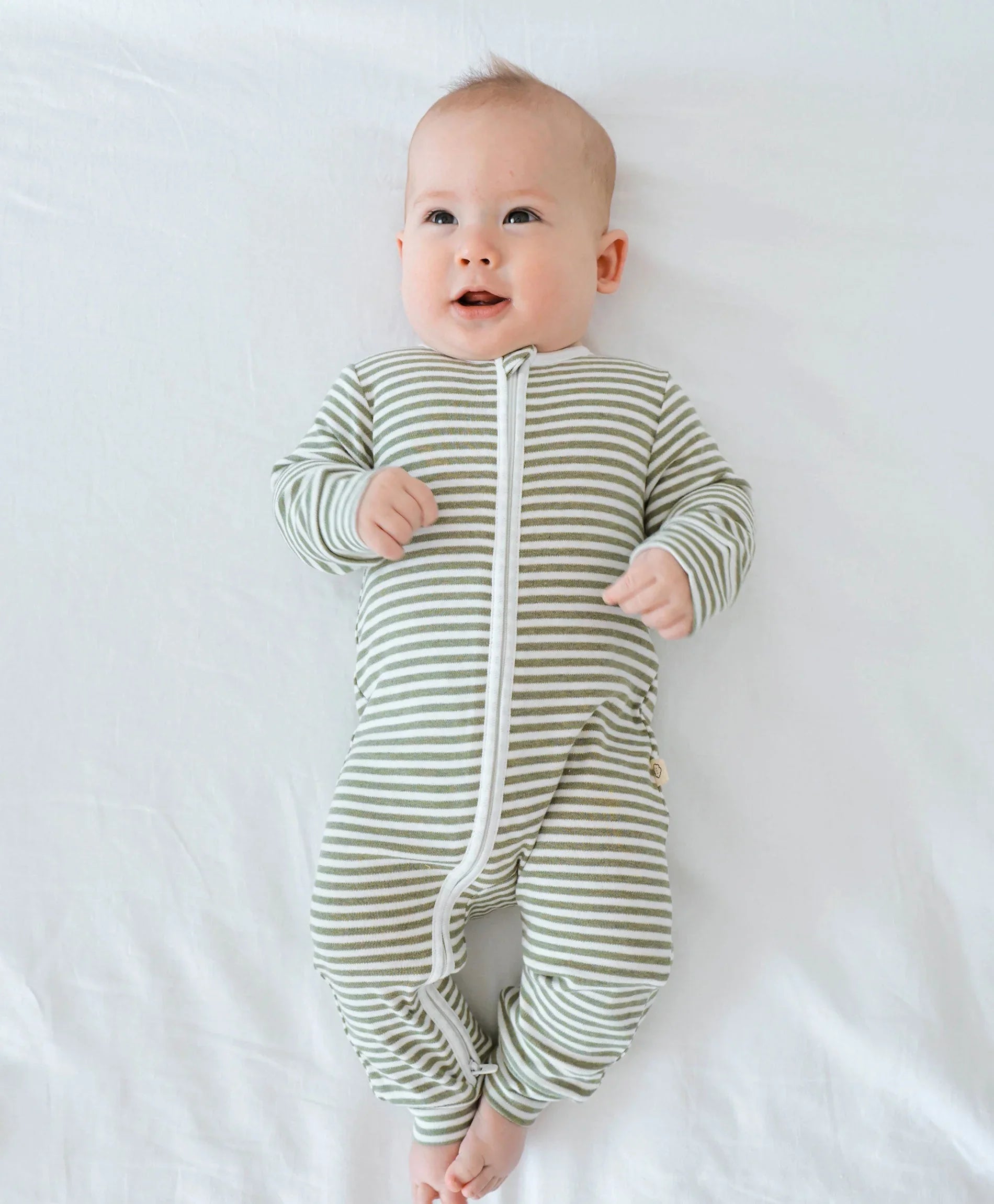 Organic Cotton Growsuit - Forest Green Stripes