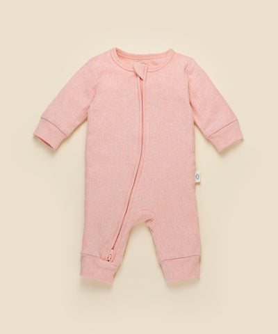 Comfy Baby Zip Growsuit - Heather Pink Lūmmi in Colour™ Babywear
