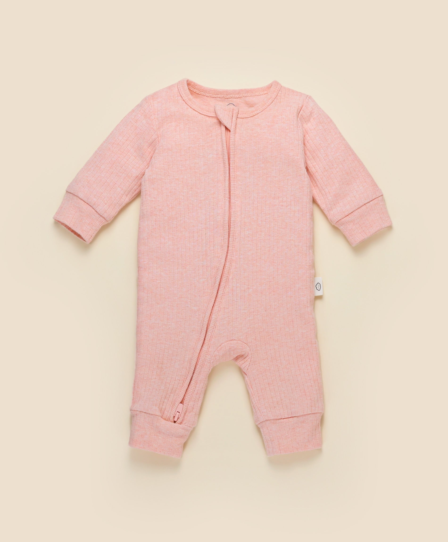Comfy Baby Zip Growsuit - Heather Pink
