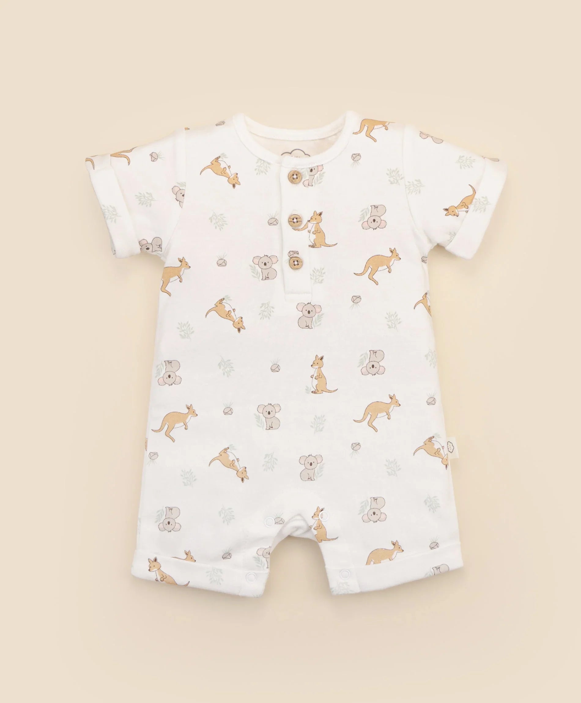 Organic Cotton Romper - Kangaroo &amp; Koala