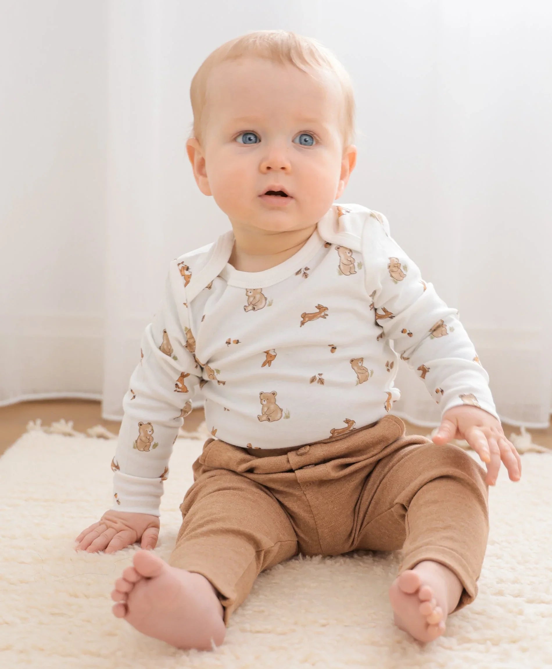 Organic Cotton Baby Long Sleeve Bodysuit - Bear &amp; Bunny