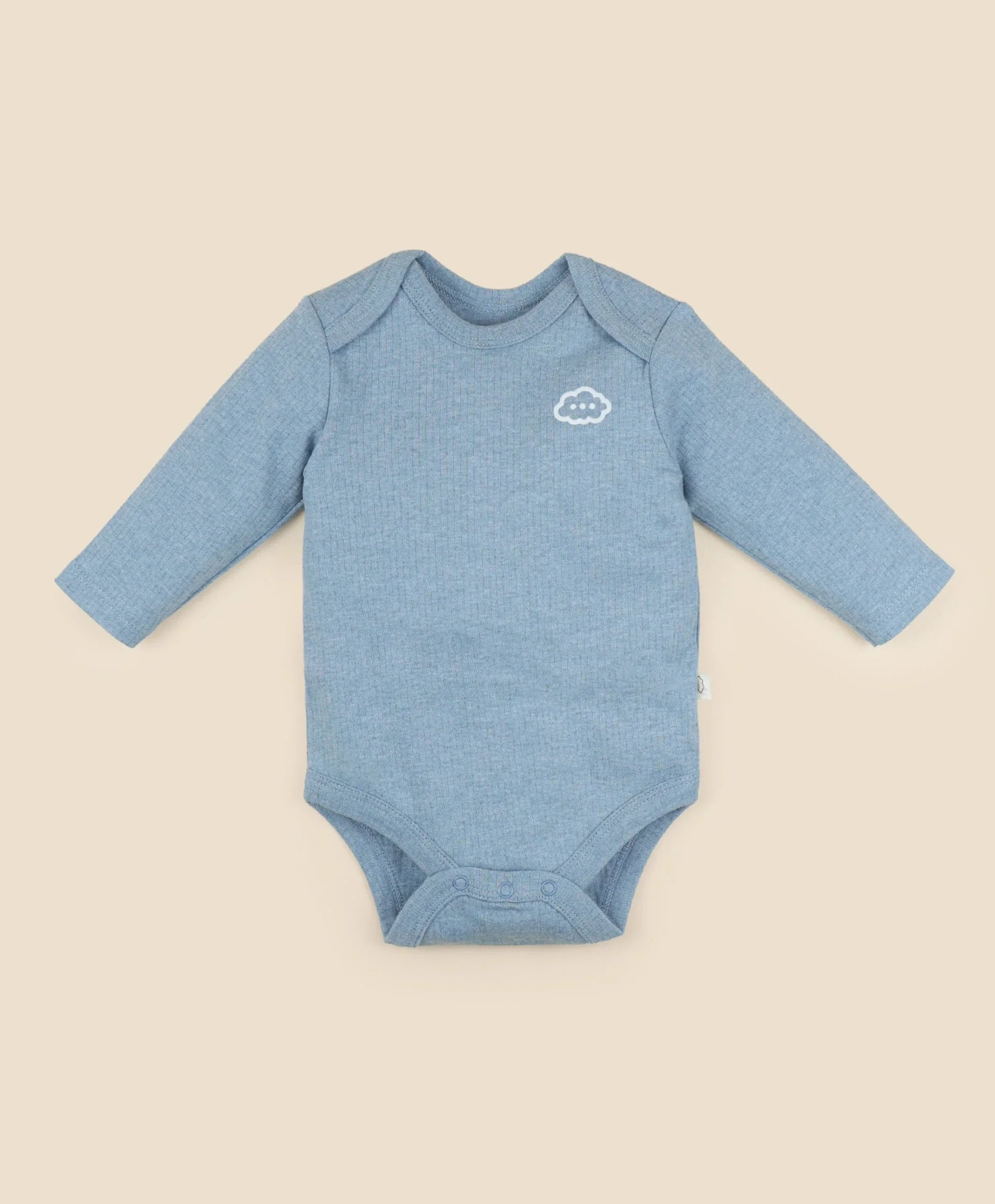 Organic Cotton Long Sleeve Bodysuit - Heather Blue