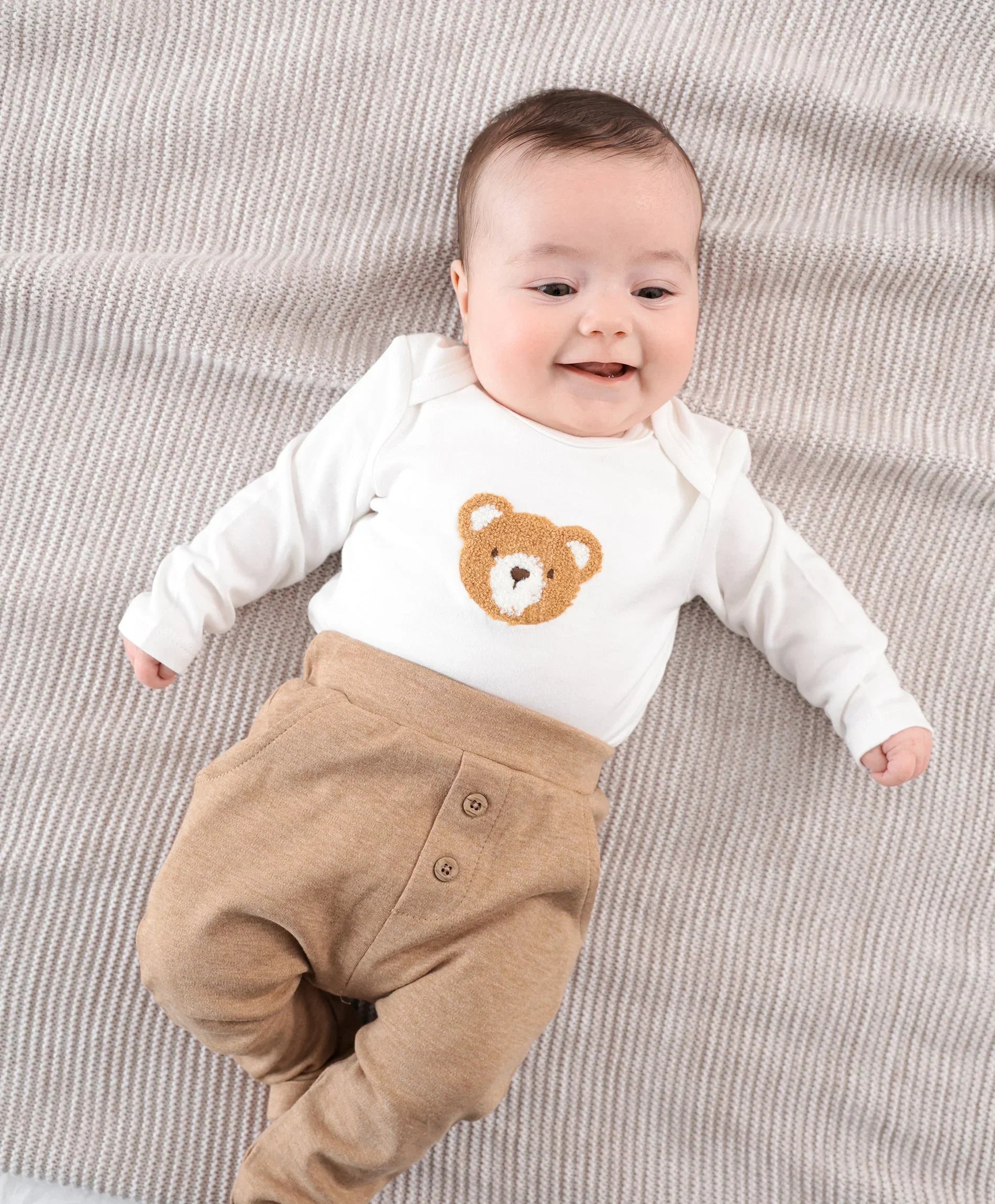 Organic Cotton Long Sleeve Bodysuit - Chenille Bear