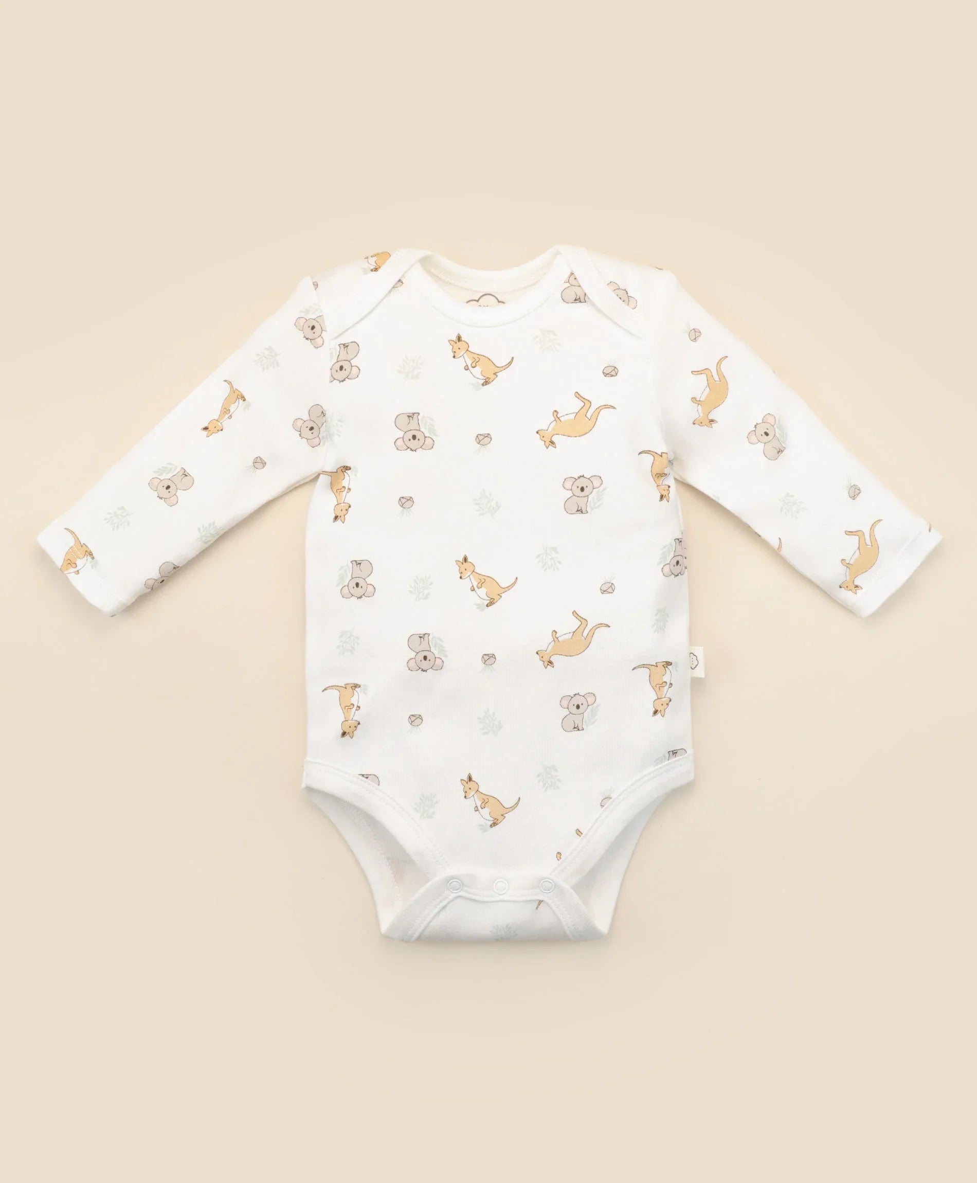 Baby long sleeve bodysuit - Kangaroo & koala Lummi in Colour Babywear