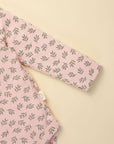 Long sleeve baby bodysuit - Leaf on pink