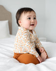 Long sleeve baby bodysuit - Orange Daisy
