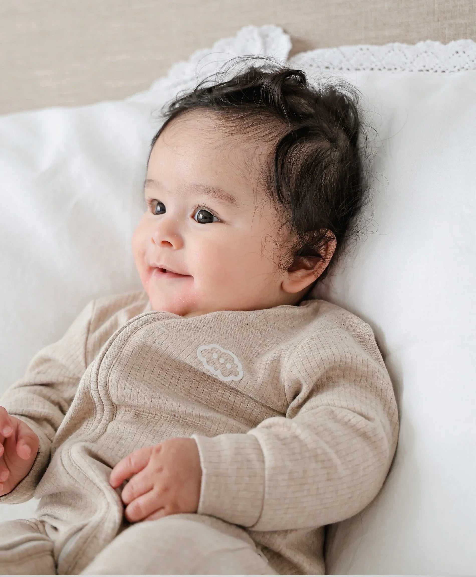 Comfy Baby Zip Growsuit - Heather Oat Lummi in Colour Babywear