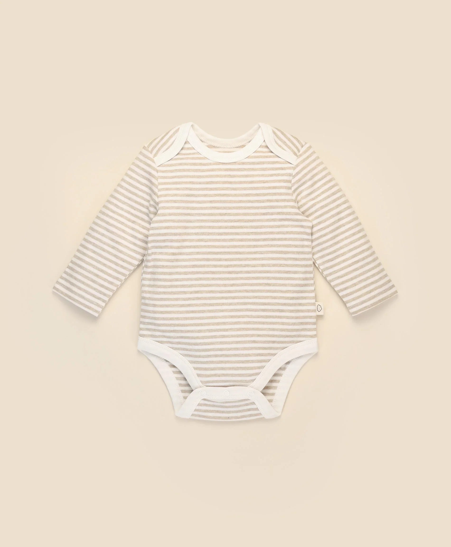 Comfy baby long sleeve bodysuit - Oat stripes Lummi in Colour Babywear