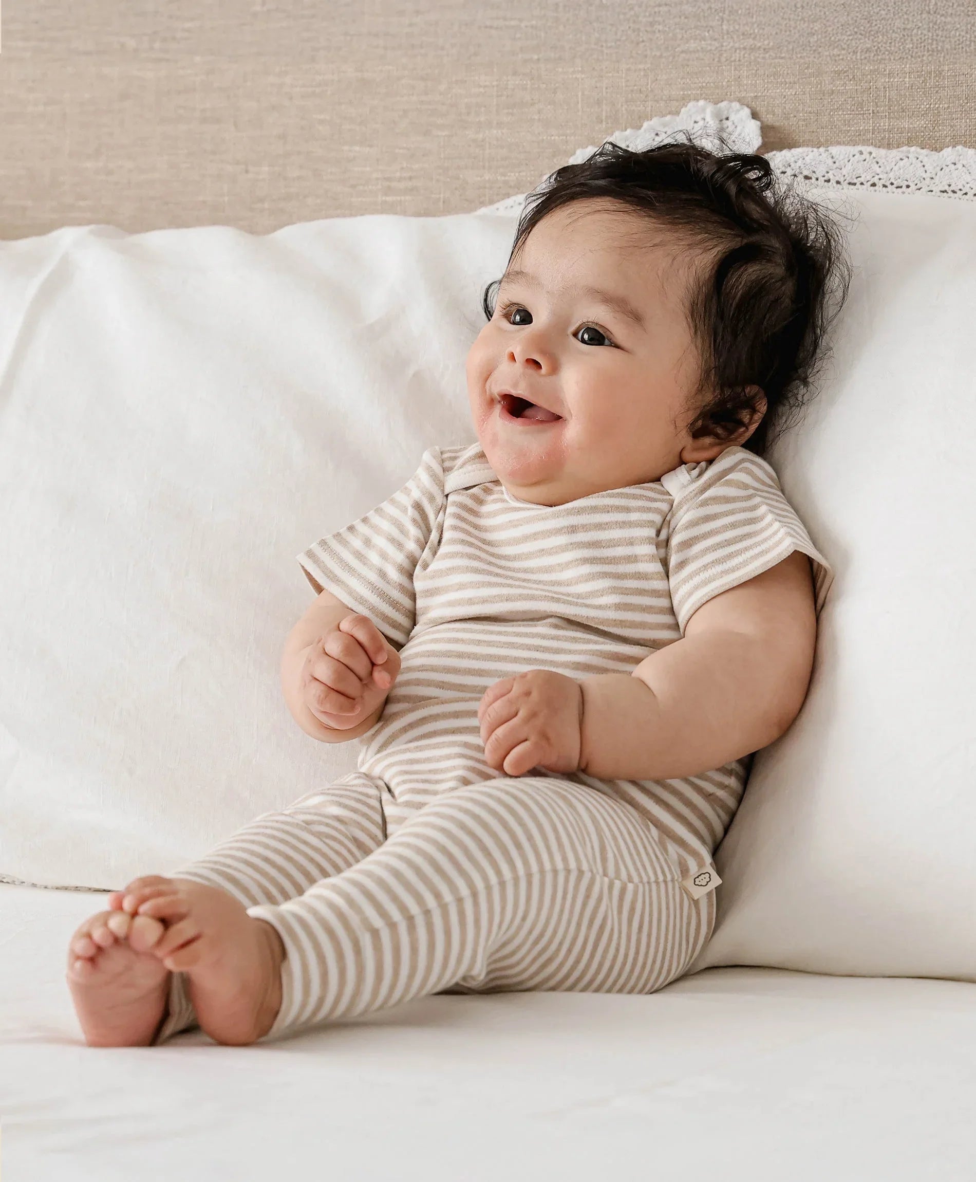 Comfy Baby Leggings - Oat stripes Lummi in Colour Babywear