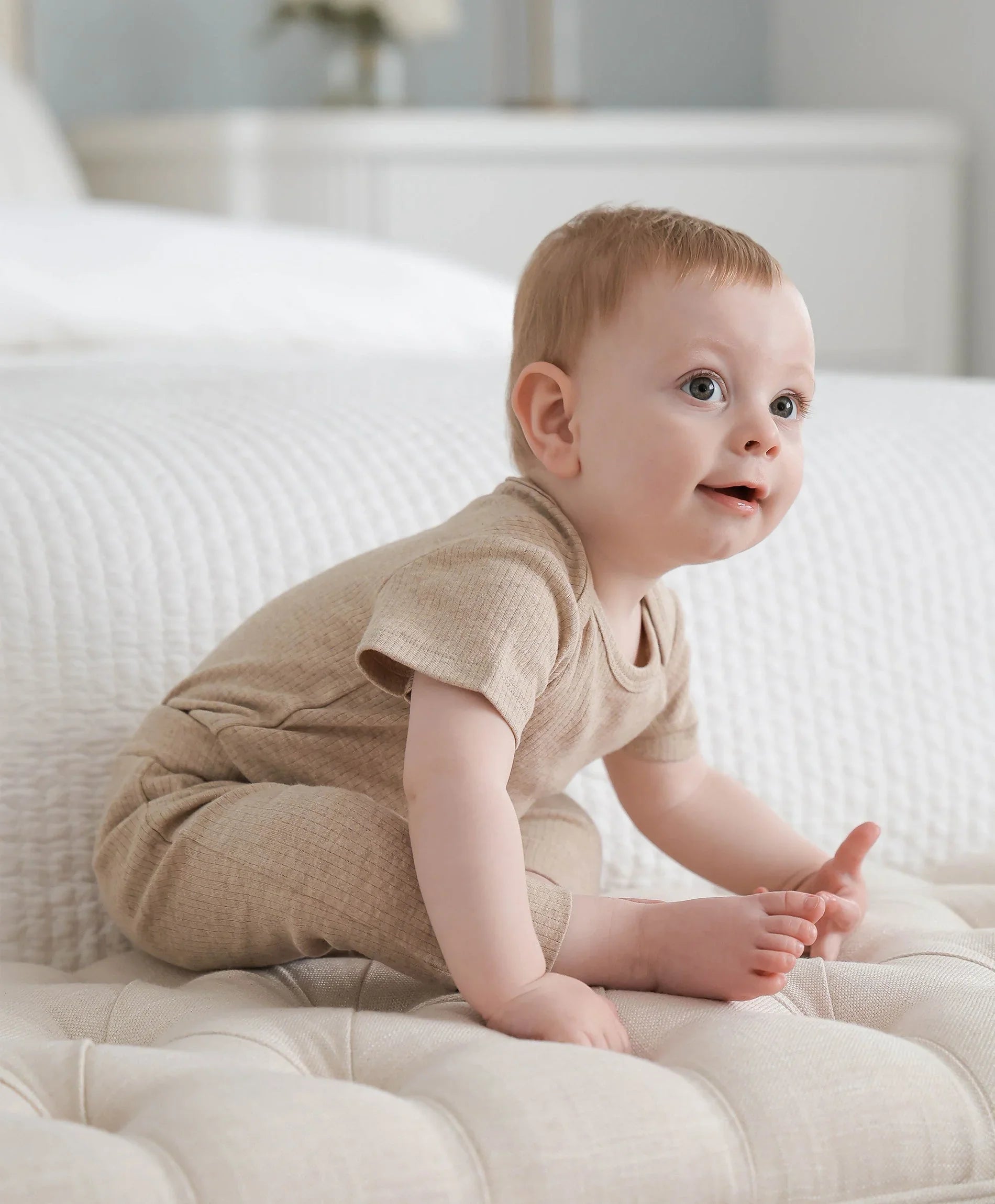 Comfy Baby Leggings - Heather oat Lummi in Colour Babywear