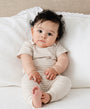 Comfy baby short sleeve bodysuit - Oat stripes Lummi in Colour Babywear