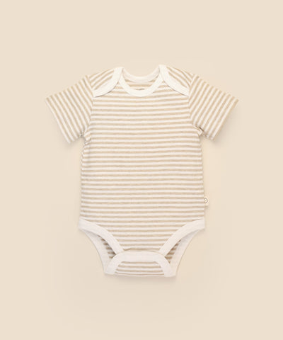 Comfy baby short sleeve bodysuit - Oat stripes Lummi in Colour Babywear
