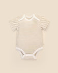 Comfy baby short sleeve bodysuit - Oat stripes