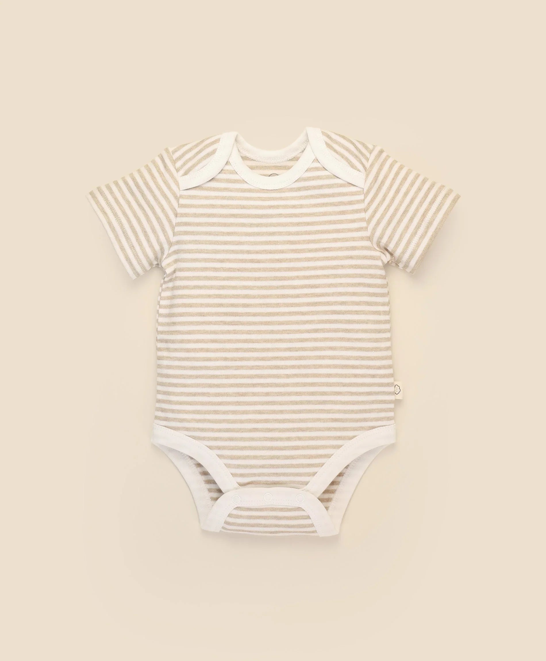 Comfy baby short sleeve bodysuit - Oat stripes Lummi in Colour Babywear