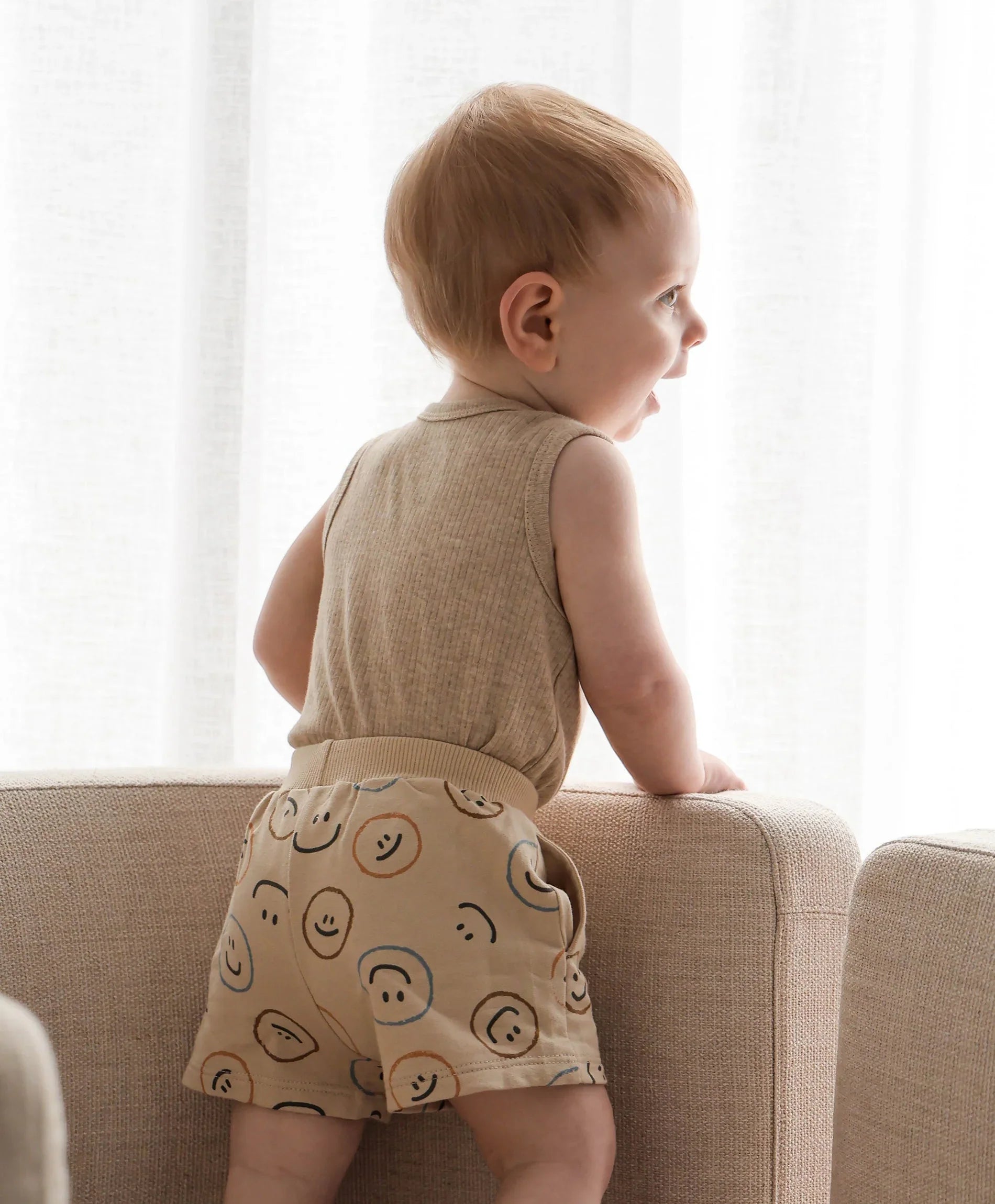 Comfy baby singlet bodysuit - Heather oat Lummi in Colour Babywear