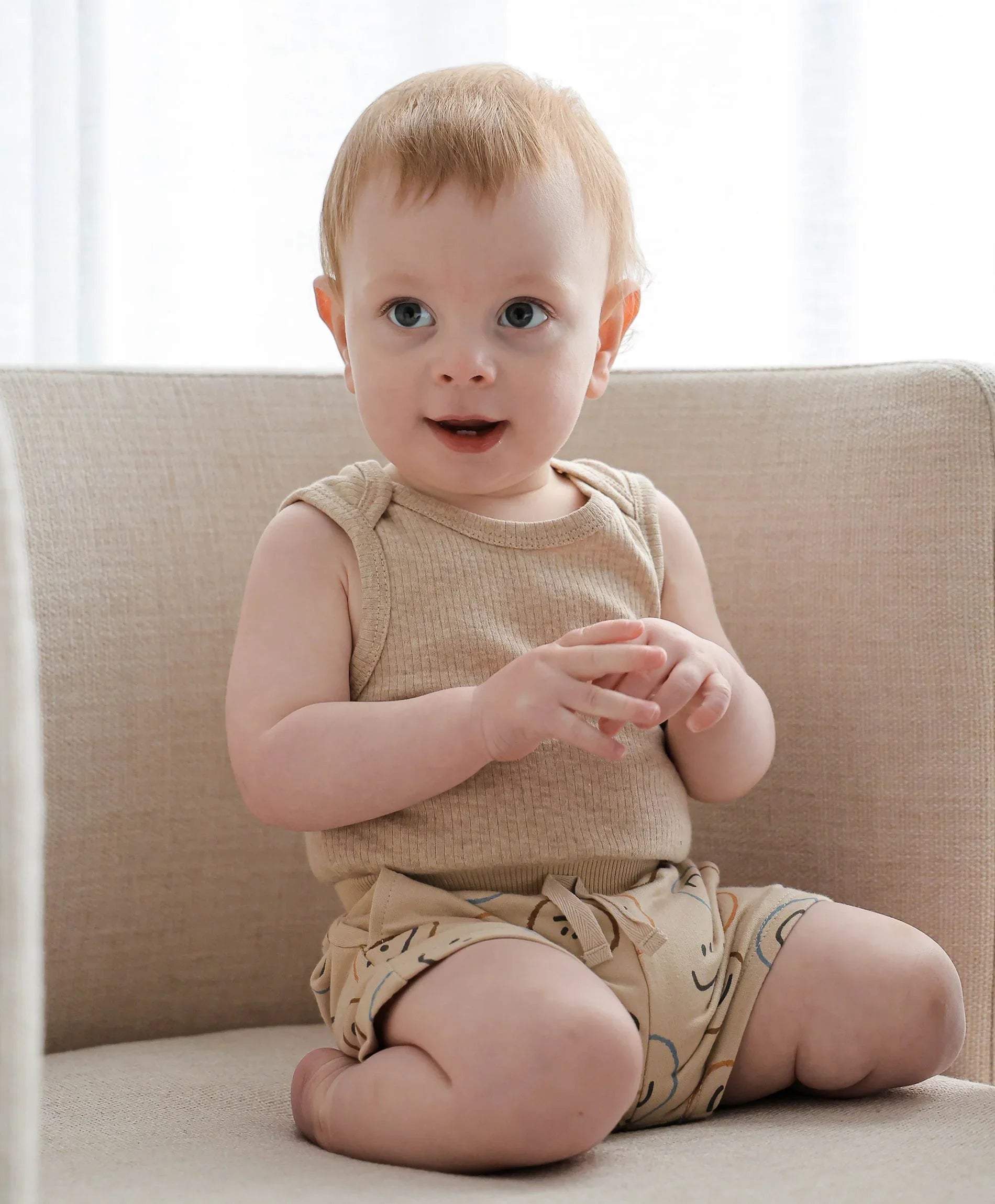 Comfy baby singlet bodysuit - Heather oat Lummi in Colour Babywear