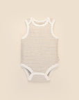 Comfy baby singlet bodysuit - Oat stripes