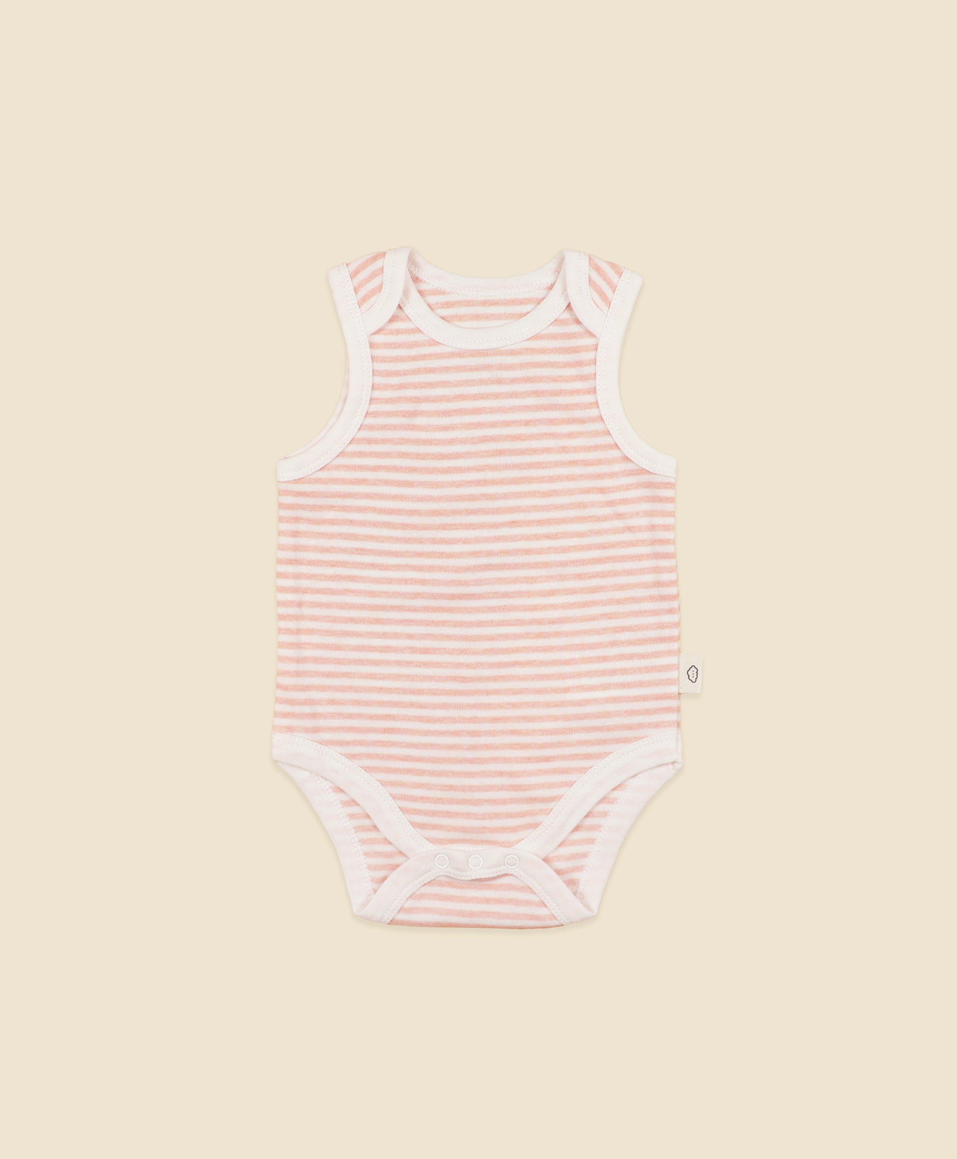 Comfy Singlet Bodysuit - Heather Pink stripes
