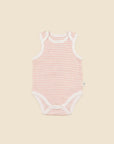 Comfy Singlet Bodysuit - Heather Pink stripes