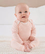 Organic Cotton Long Sleeve Bodysuit - Heather Pink Stripes