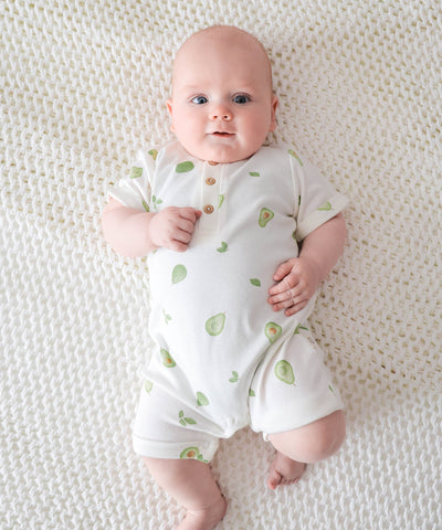 Comfy baby zip romper - Avocados Lummi in Colour Babywear