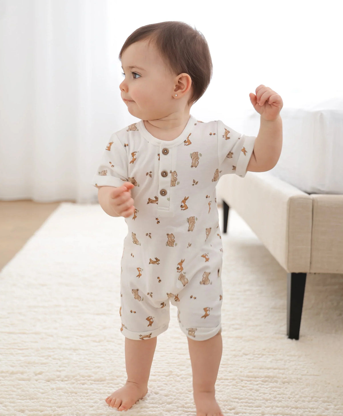 Baby Bummies Rompers Organic Cotton Romper - Bear & Bunny – Lūmmi in Colour Babywear