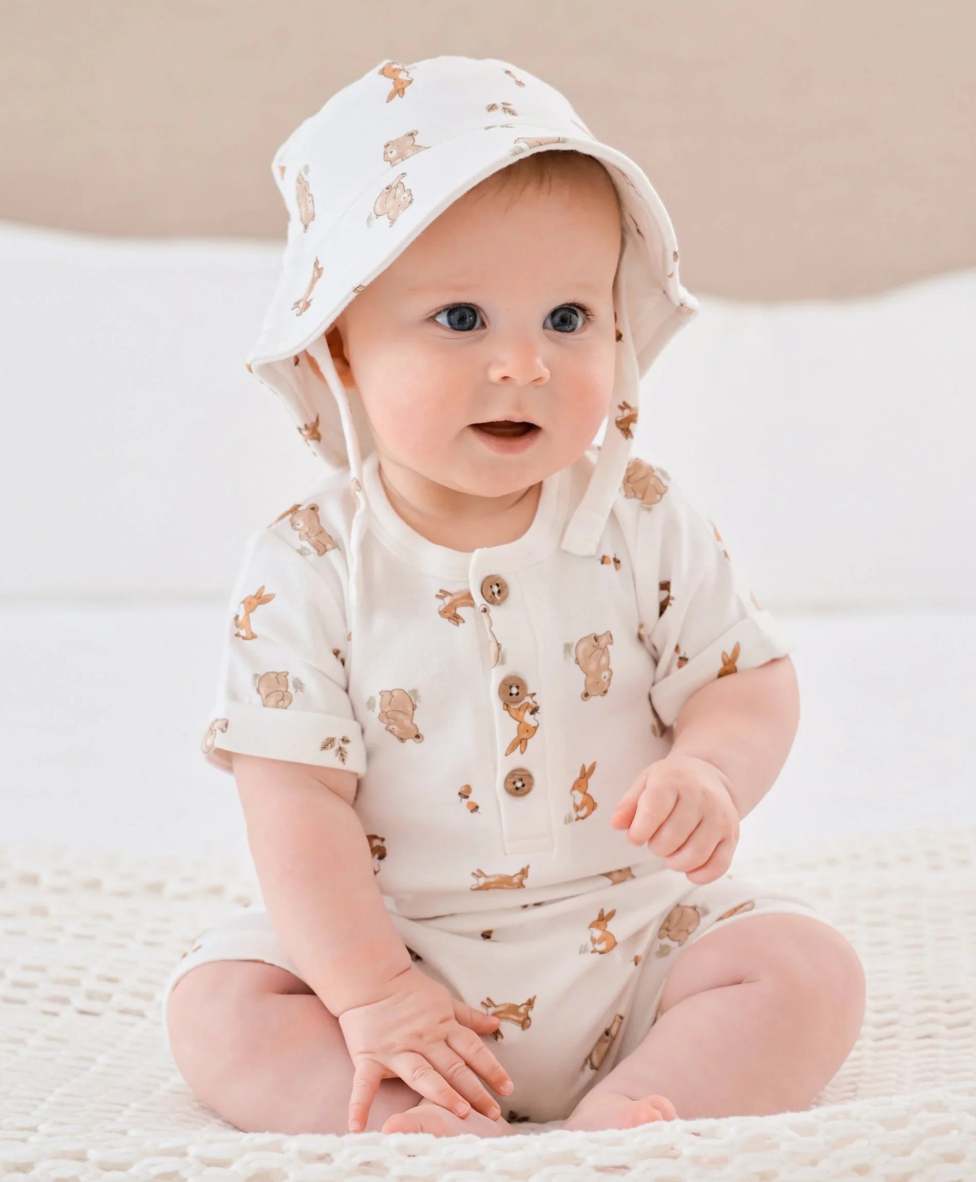 Organic Cotton Romper - Bear &amp; Bunny
